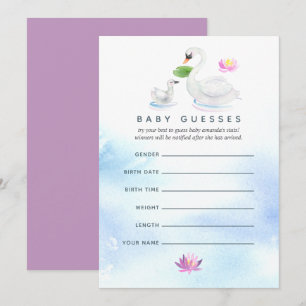 Invitation Jeu de devinette de bébé à l'aquarelle de cygne po
