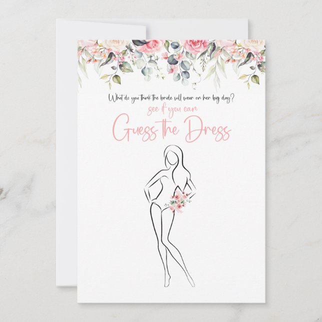 Invitation Jeu de devinette de la robe de mariée Blush Floral (Devant)