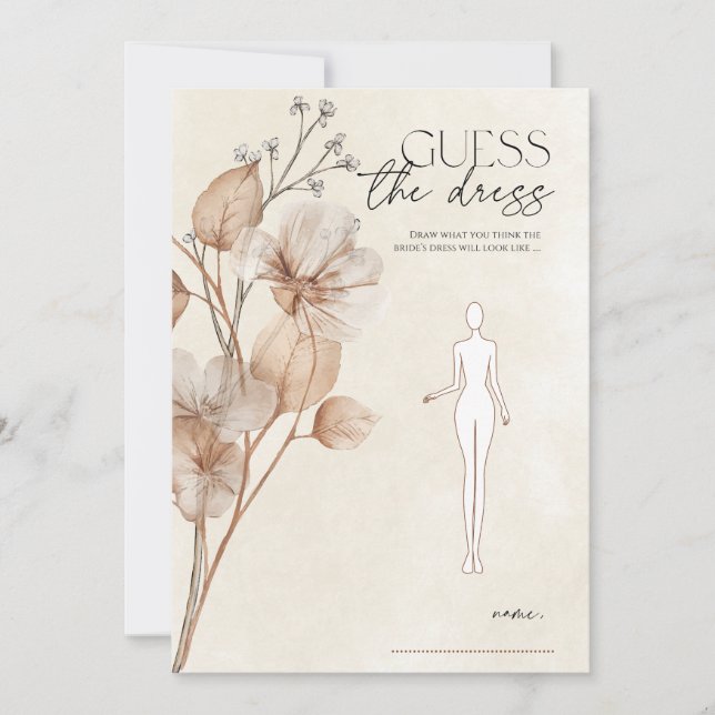 Invitation Jeu de devinette de la robe de mariée florale marr (Devant)