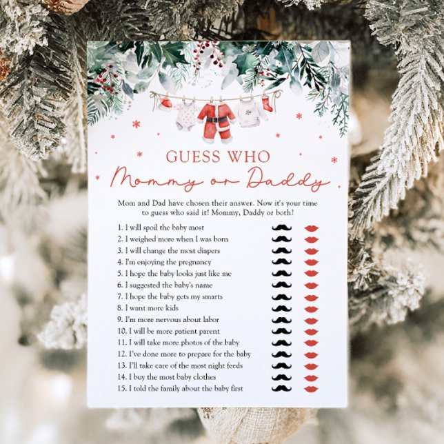 Invitation Jeu de devinette de Noël pour bébé : Maman ou Papa (Créateur téléchargé)