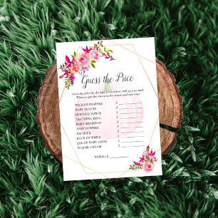 Invitation Jeu de devinette de prix pour Baby Shower Fleurs d