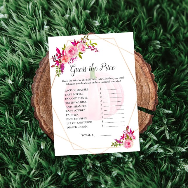 Invitation Jeu de devinette de prix pour Baby Shower Fleurs d (Créateur téléchargé)