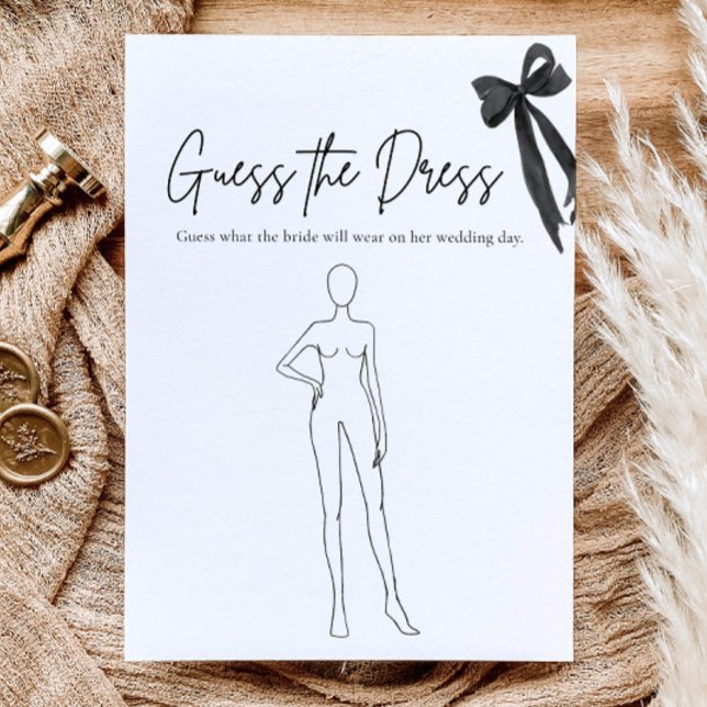 Invitation Jeu de devinette de robe de mariée à nœud noir (Black Bow Guess The Dress Bridal Shower Game)