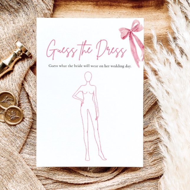 Invitation Jeu de devinette de robe de mariée à ruban rose po (Pink Bow Guess The Dress Bridal Shower Game)