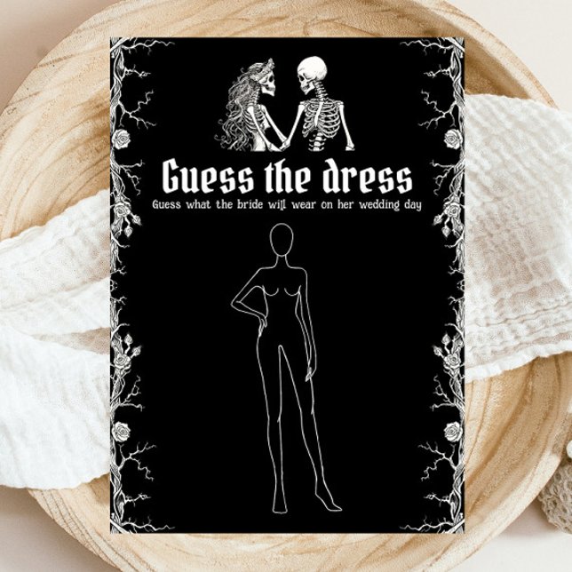 Invitation Jeu de devinette de robe de mariée Black Halloween (Black Halloween Guess The Dress Bridal Shower Game )