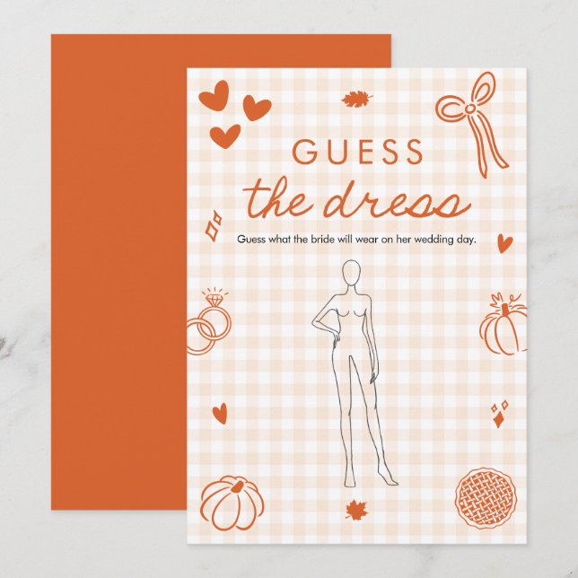 Invitation Jeu de devinette de robe de mariée Orange Fall pou (Devant / Derrière)