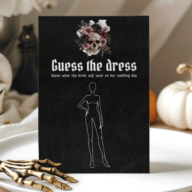 Invitation Jeu de devinette de robe de mariée pour enterremen (Halloween Skull Guess The Dress Bridal Shower Game )