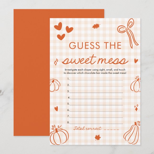 Invitation Jeu de devinette du doux désordre pour Baby Shower (Devant / Derrière)