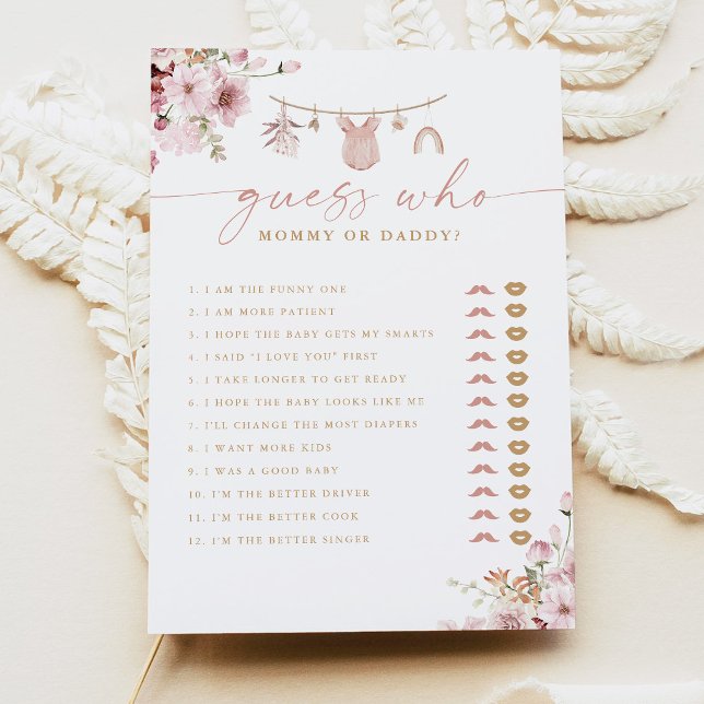 Invitation Jeu de devinette Fleurs roses pour Baby Shower Mam (Créateur téléchargé)