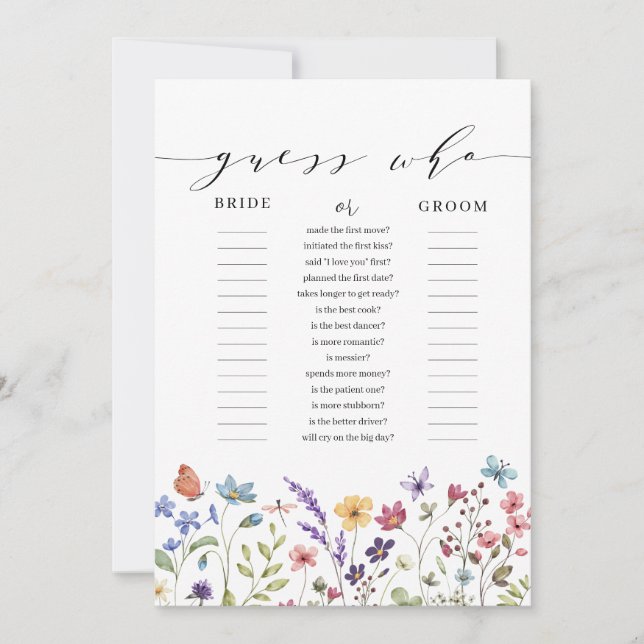 Invitation Jeu de devinette Floral Spring Summer pour enterre (Devant)