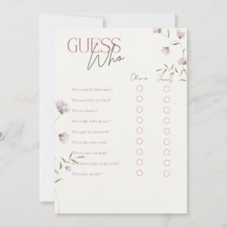 Invitation Jeu de devinette florale minimal pour mariage