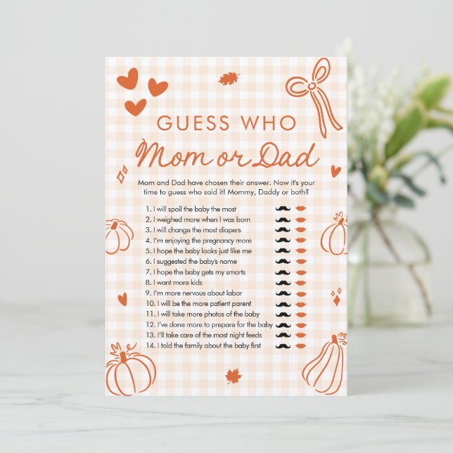 Invitation Jeu de devinette Maman ou Papa à l'automne avec un (Debout devant)