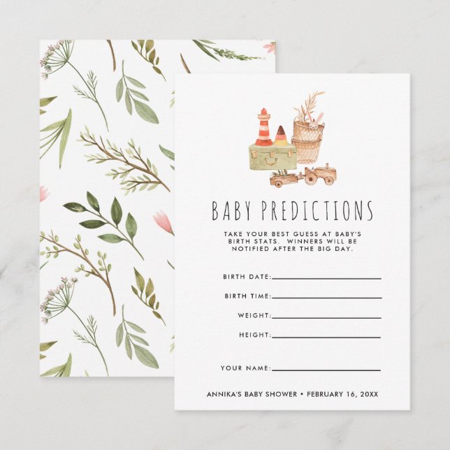Invitation Jeu de devinette pour bébé boho neutre (Devant / Derrière)