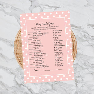 Invitation Jeu de douche à bonbons pour bébé rose tout simple