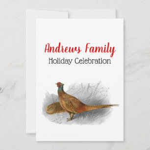 Invitation Jeu de faisan vintage Couleur de dessin d'oiseau #