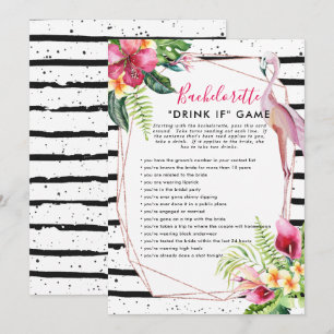 Invitation Jeu de fête de Bachelorette Flamingle Buvez Si