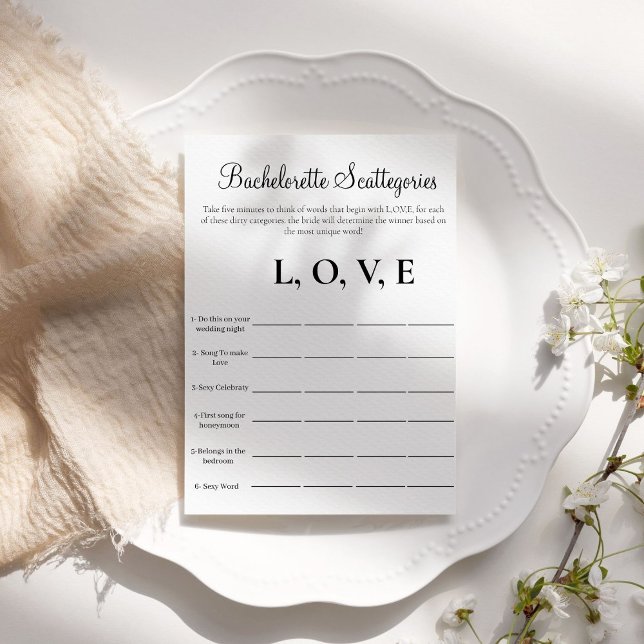 Invitation Jeu de fête de Bachelorette Scattegories pour ente (Créateur téléchargé)