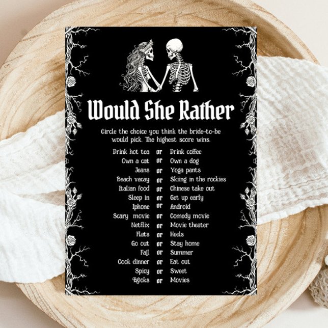 Invitation Jeu de fête de douche de mariée "Halloween Would S (Halloween Would She Rather Bridal Shower Game)
