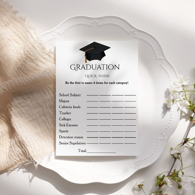 Invitation Jeu de fête de fin d'études pense vite simple scri (Créateur téléchargé)