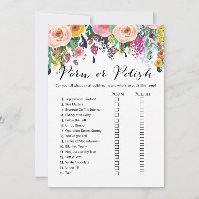 Invitation Jeu de Fête de l'mariée de jardin avec réponse en  (Devant)