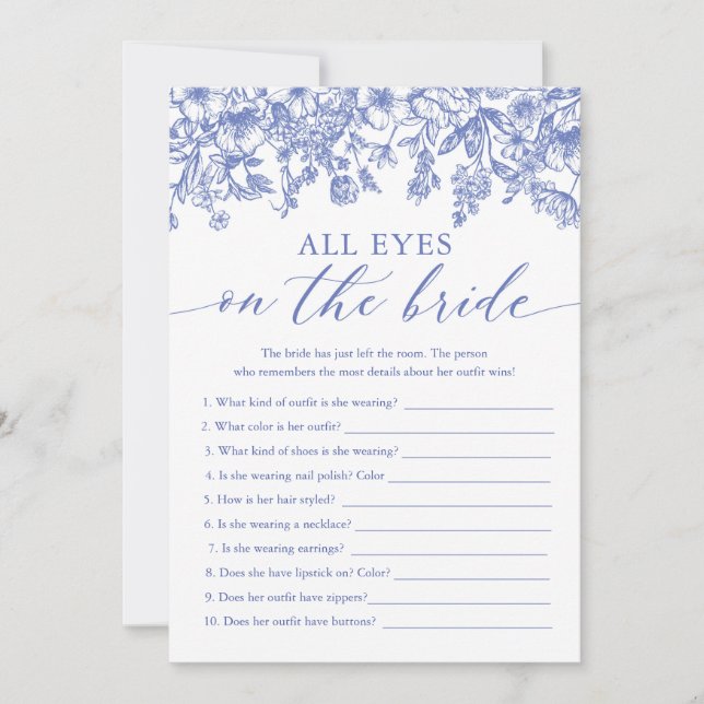 Invitation Jeu de fête de mariage Blue All Eyes On The Bride  (Devant)