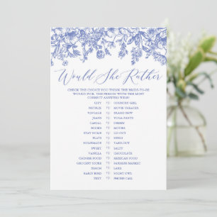 Invitation Jeu de Fête de Mariage "Fleur Bleue" : "Préférerai