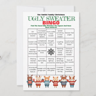 Invitation Jeu de fête de Noël Bingo-Ugly Sweater