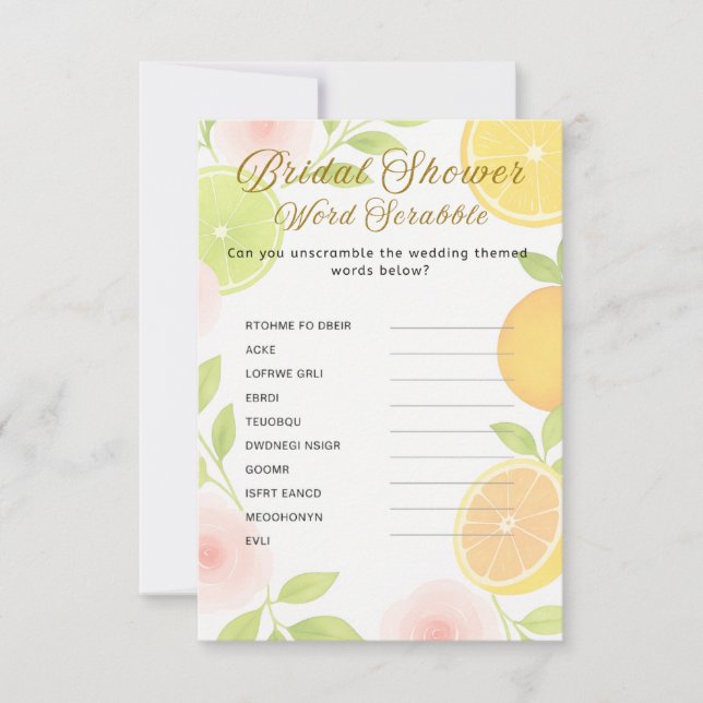 Invitation Jeu de Fête des mariées florale de Citrus (Devant)