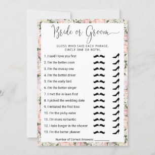 Invitation Jeu de Fête des mariées Qui connaît le plus le cou