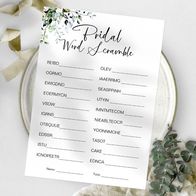 Invitation Jeu de Fête des mariées Word Scramble (Créateur téléchargé)