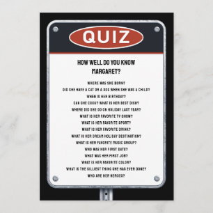 Invitation Jeu de fête quiz avec panneau de signalisation