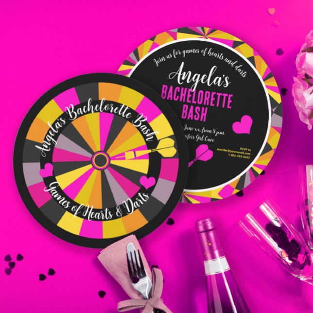 Invitation Jeu de fléchettes et de coeurs Bachelorette Party (Créateur téléchargé)