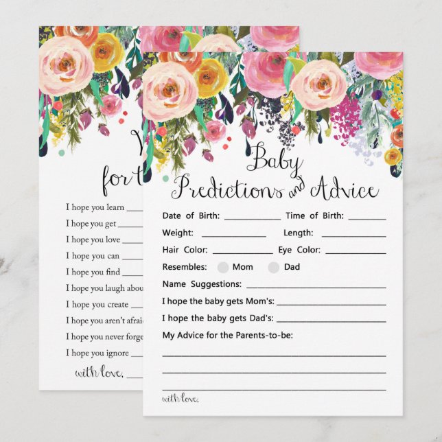 Invitation Jeu de fleurs 2x Jeu Baby shower 5x7" Taille (Devant / Derrière)