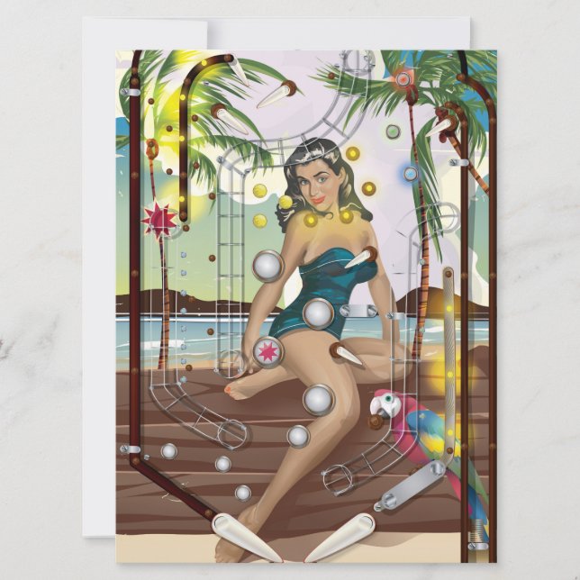 Invitation Jeu de flipper vintage (Devant)