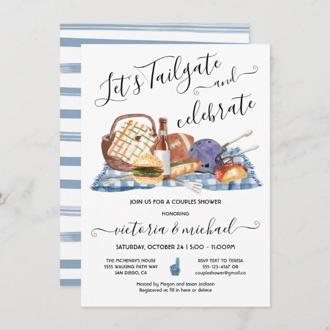 Invitation Jeu de football à hayon Barbecue Bière Shower de c (Devant / Derrière)