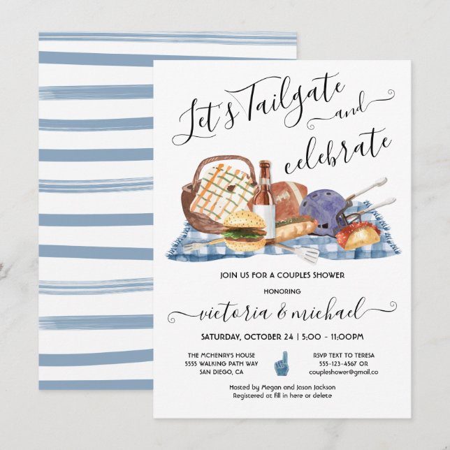 Invitation Jeu de football à la porte arrière BBQ Bière Showe (Devant / Derrière)