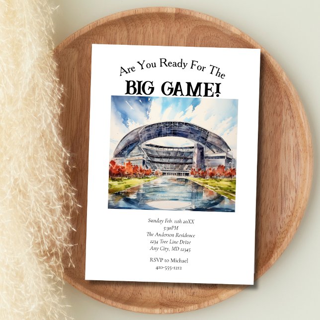 Invitation Jeu de football Jour Big Game Party (Football game, Superbowl Big Game Day invitation)