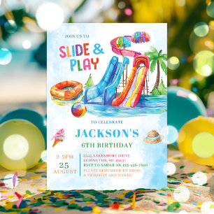 Invitation Jeu de glisse d'eau fête d'anniversaire
