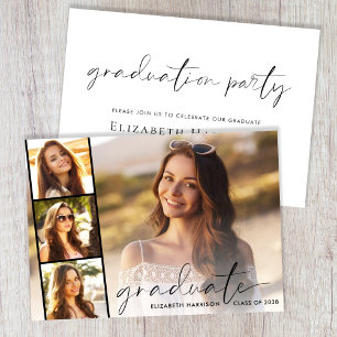 Invitation Jeu de graduation moderne Script Photo Overlay