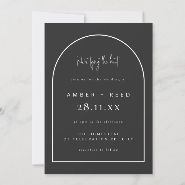 Invitation Jeu de jonction d'arc moderne Mariage Noir Matte S (Devant)