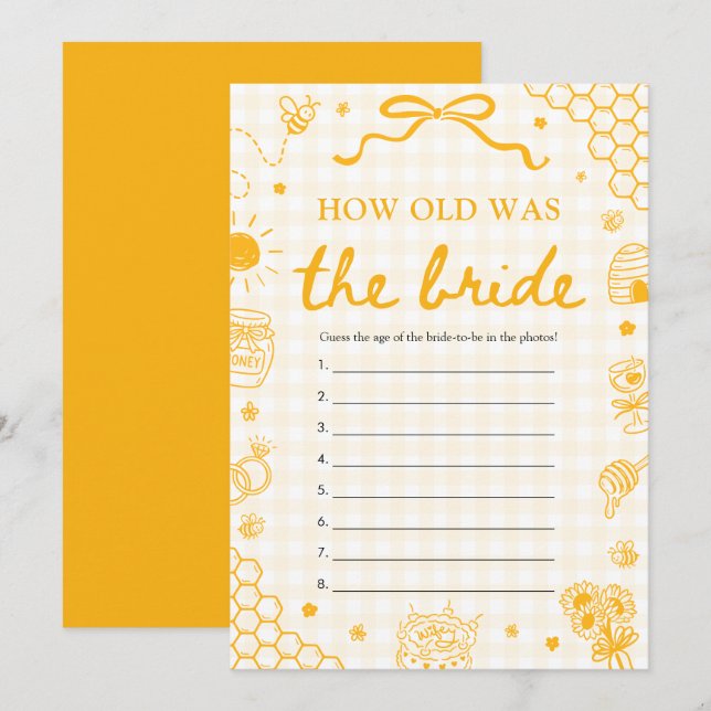 Invitation Jeu de la mariée abeille à main levée quel âge ava (Devant / Derrière)