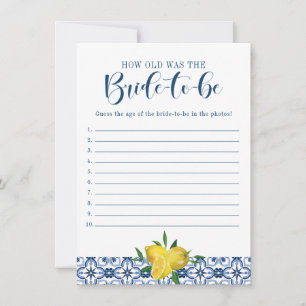 Invitation Jeu de la mariée au carrelage bleu Lemon Quel âge