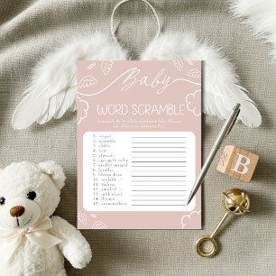 Invitation Jeu de lettres mêlées Baby Rose céleste