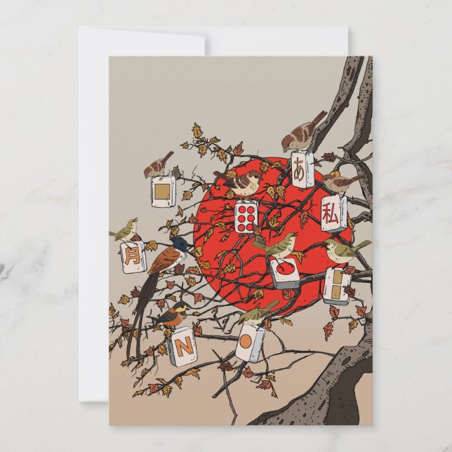 Invitation Jeu de Mahjong Birds (Devant)