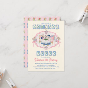 Invitation Jeu de Mahjong pour filles avec des chiens pour un