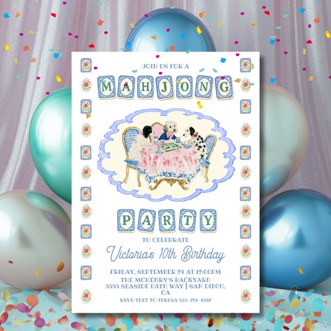 Invitation Jeu de Mahjong pour l'anniversaire du chien  (Créateur téléchargé)
