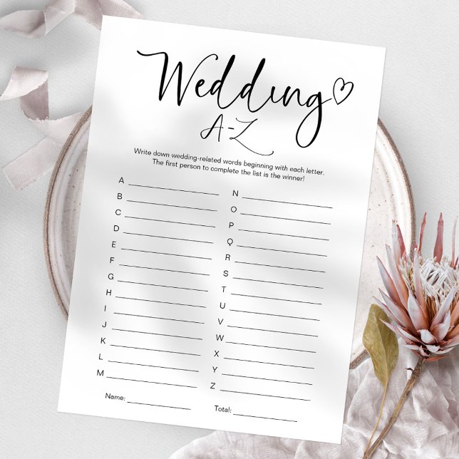 Invitation Jeu de mariage de A à Z pour enterrement de vie de (Créateur téléchargé)