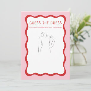 Invitation Jeu de mariage devinez la robe rose rouge imprimab