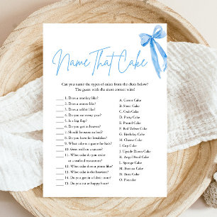 Invitation Jeu de mariage élégant ruban bleu Nommez ce gâteau