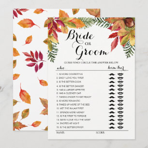 Invitation Jeu de mariage Feuille d'automne modifiable Mariée